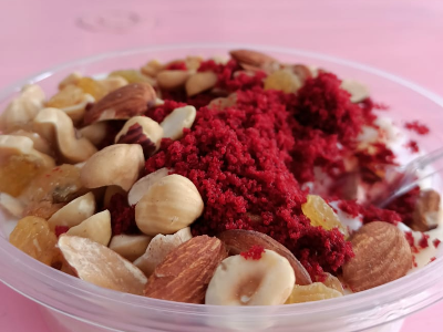 Red Velvet Rice Pudding With Nuts