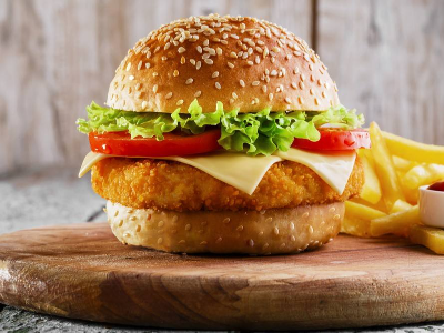 Chicken Burger With Cheddar Cheese Sandwich