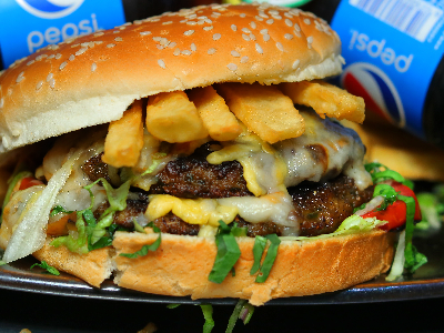 Shrimp with burger sandwich