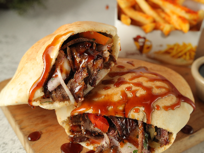 Beef With Arabic Sauce Khobzetna Sandwich