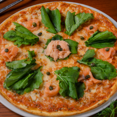 Salmon And Rocca Pizza