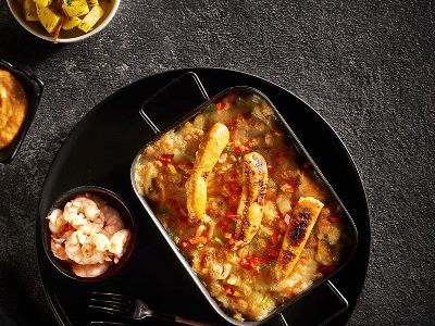 Eel Fish With Potato And Red Sauce Tray