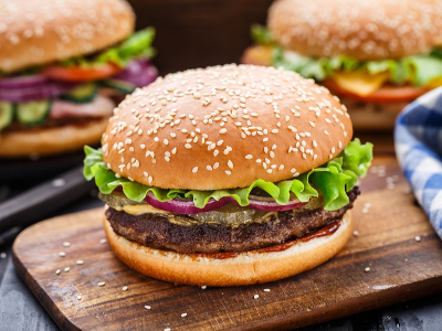 Beef Burger With Cheese Sandwich