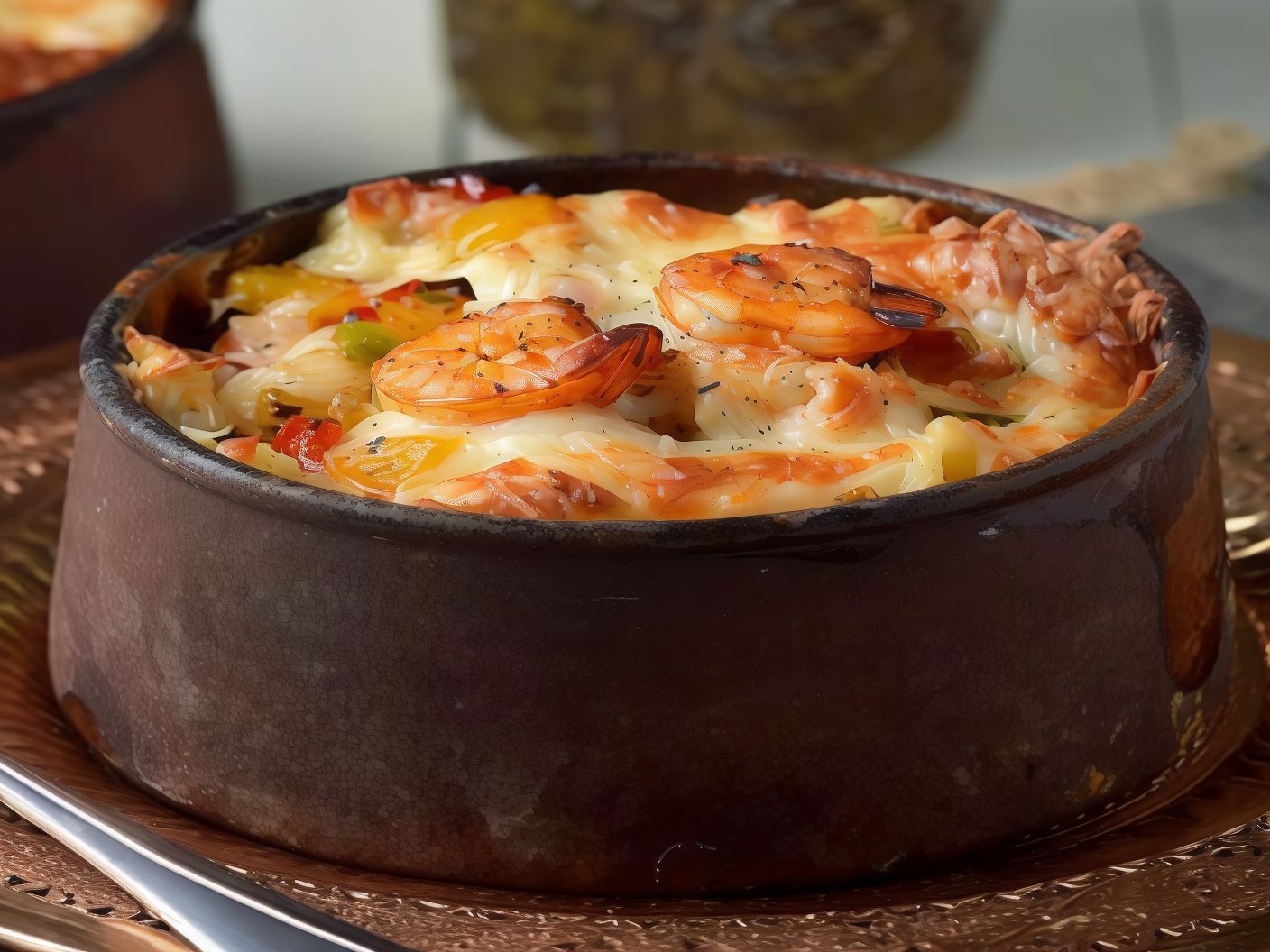 Pasta With Shrimp Pottery Casserole