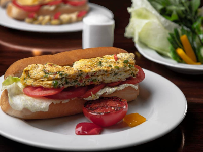 Plain Omelette With Vegetables Sandwich