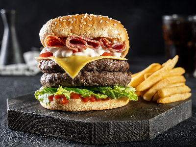super star burger sandwich