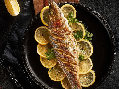 Sea Bass Fish With Potato Tray