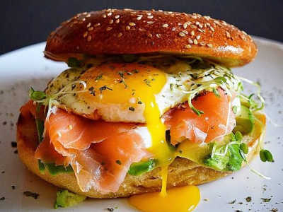 Salmon Fried Egg Sandwich