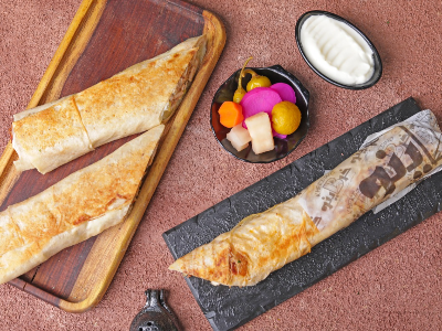 Syrian Chicken Shawerma Saj Sandwich