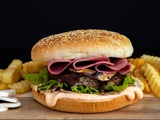 Mushroom Bacon Burger Sandwich