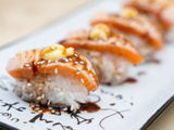 Fried Salmon Nigiri Sushi