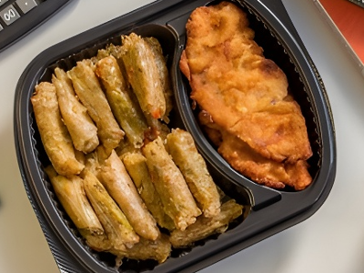 Mahshi With Meat Sambousek And Chicken Pane Meal