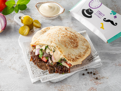 Beef Shawarma In Pita Bread Sandwich
