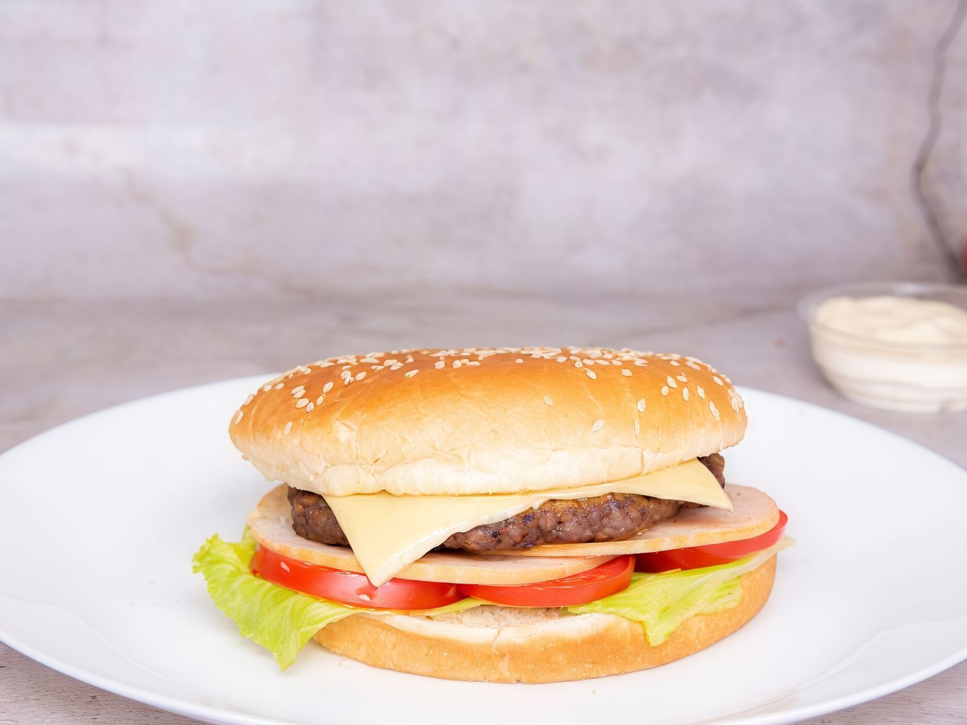 Beef Burger With French Fries Sandwich