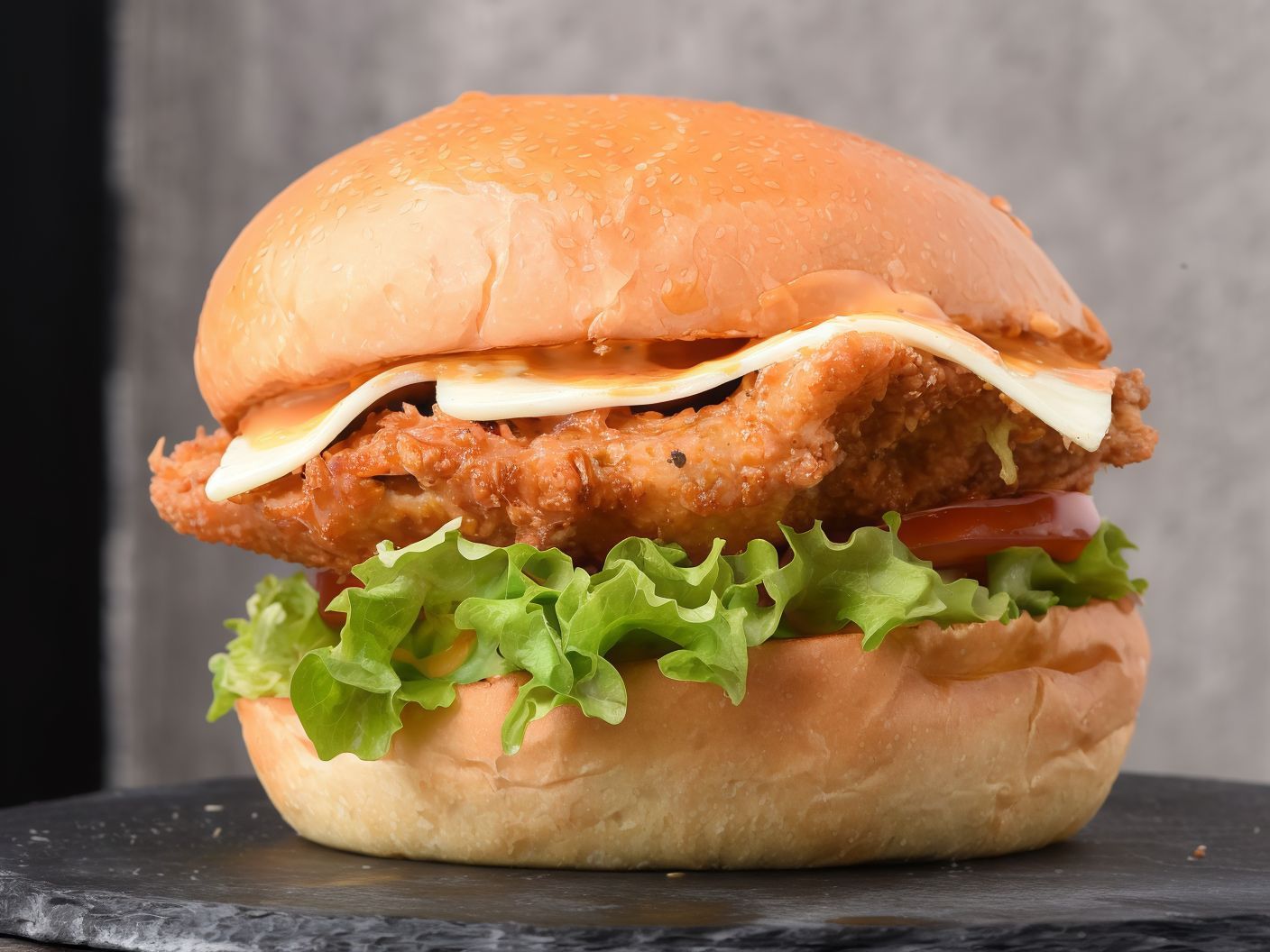 Chicken Burger With French Fries Sandwich