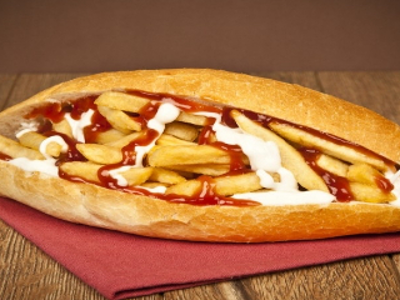 Potatoes With Ketchup And Mayonnaise Sandwich