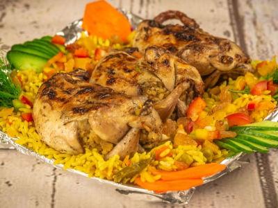 2 Quail Stuffed With Freek Or Rice