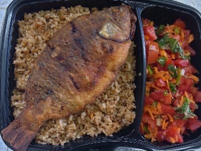 Fried Fish With Red Rice Meal