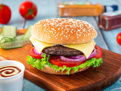 Beef Burger With Cheese Sandwich