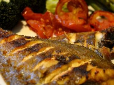 Grilled Gilthead Bream Fish Meal With Seafood Soup