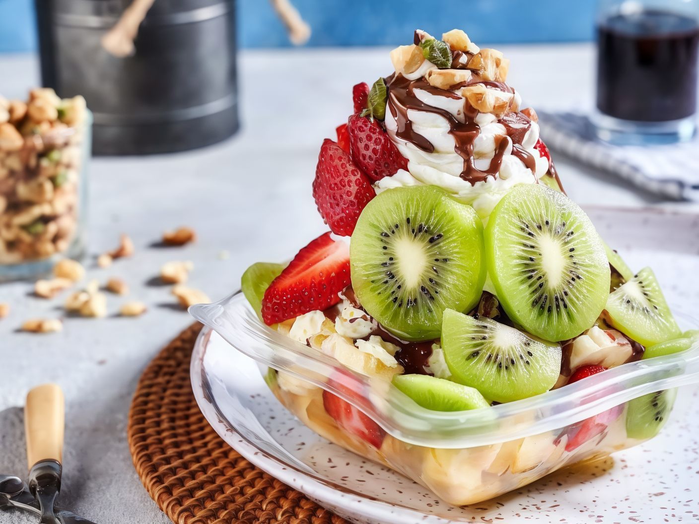Fruit salad with Galaxy chocolate