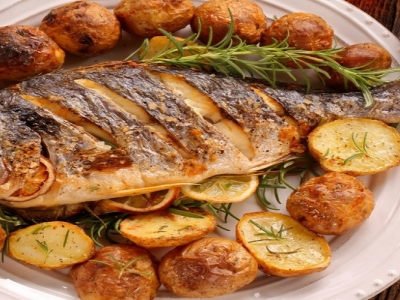 Gilthead Bream Fish With Seafood Soup Meal