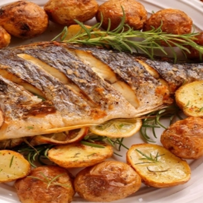 Gilthead Bream Fish With Seafood Soup Meal