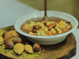 Rice Pudding With Nutella Chocolate And Nuts