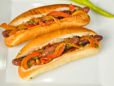 Grilled Oriental Sausage Sandwich