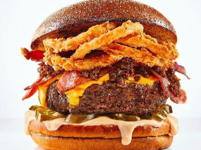 Chili Beef Bacon Burger Sandwich