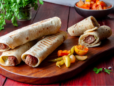 Meat Kofta Saj Sandwich