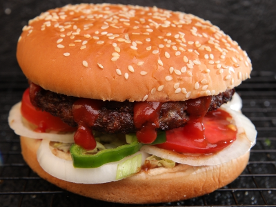 Grilled Charcoal Beef Burger Sandwich