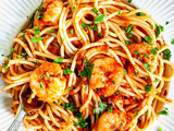 Seafood Shrimps And Calamari Pasta With Red Sauce