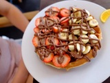 Waffle Fruits With Chocolate