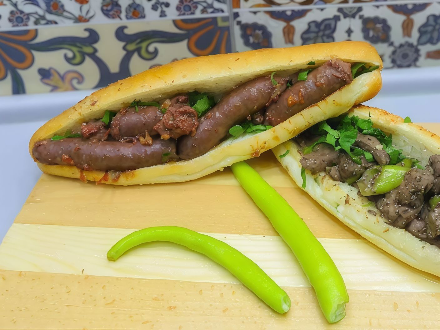 Grilled Oriental Sausage Sandwich