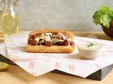 Oriental Sausage With Pastrami Sauce Sandwich