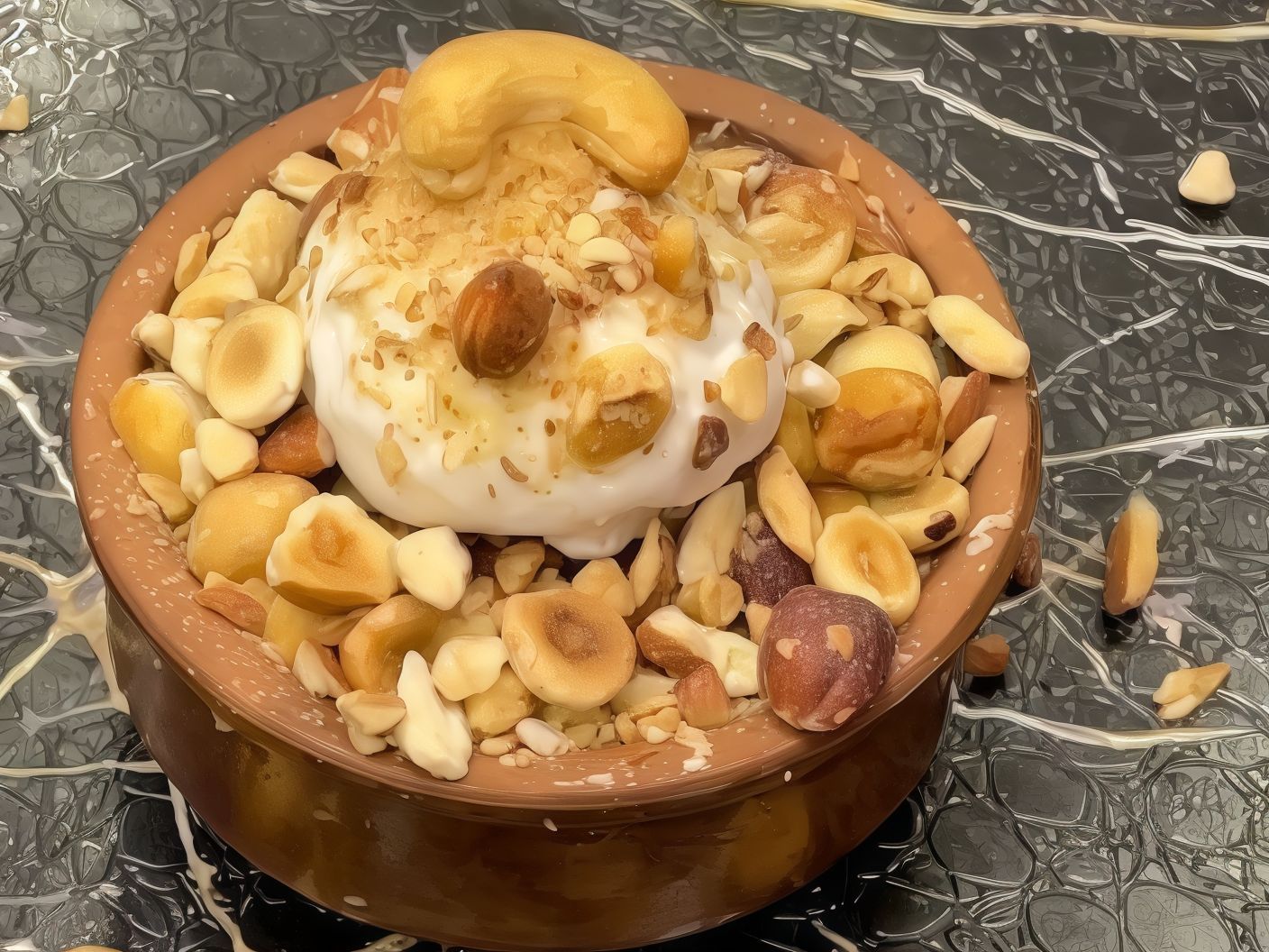 Umm Ali With Ice Cream And Nuts