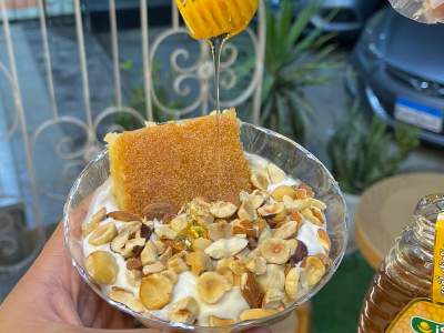 Rice Pudding With Basbousa And Qeshta And Nuts