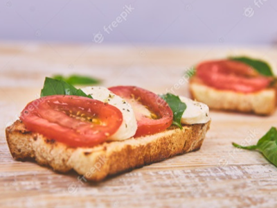 Mozzarella Cheese And Tomatoes Toast