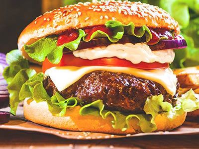 Cheese Burger With Eggs Sandwich