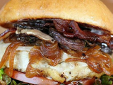 Chicken with mushroom and ranch sauce sandwich