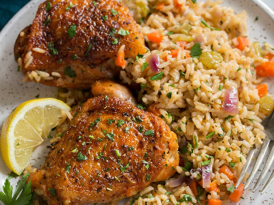 Grilled Chicken Thigh Meal With Rice