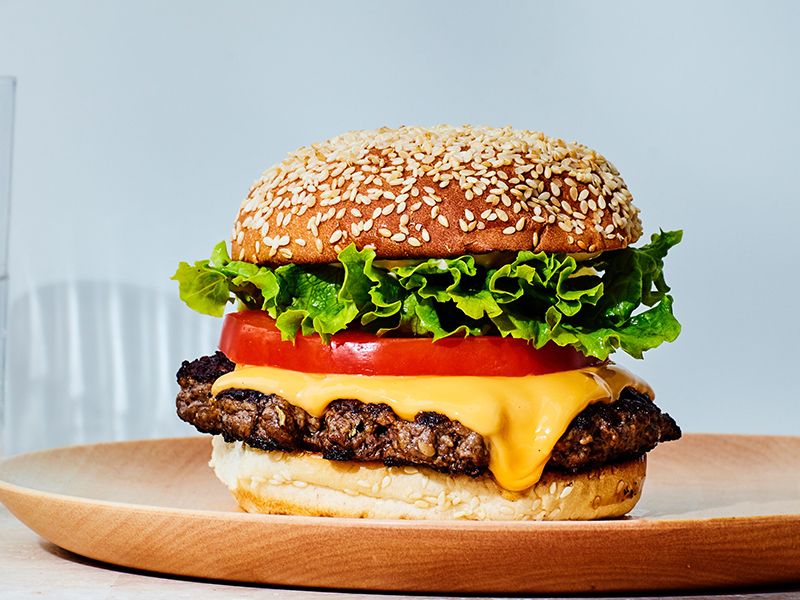 Beef Burger Balady With Cheese Sandwich On Coal