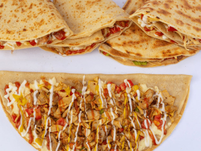 Shish Tawook with Cheese Crepe