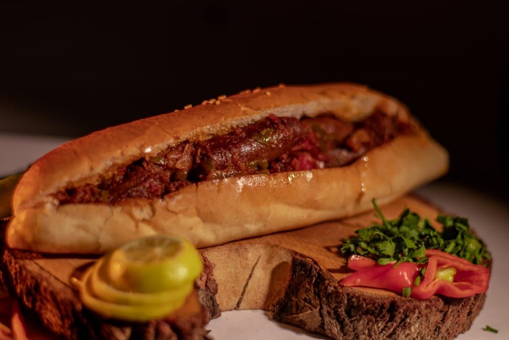 Grilled sausage sandwich