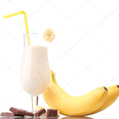 Banana with milk and chocolate cocktail