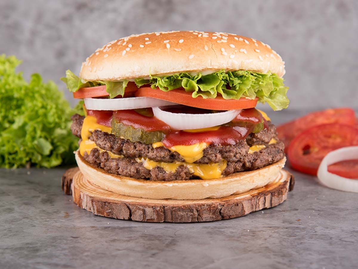 double beef burger sandwich