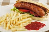 French Fries With Hot Dog Sandwich