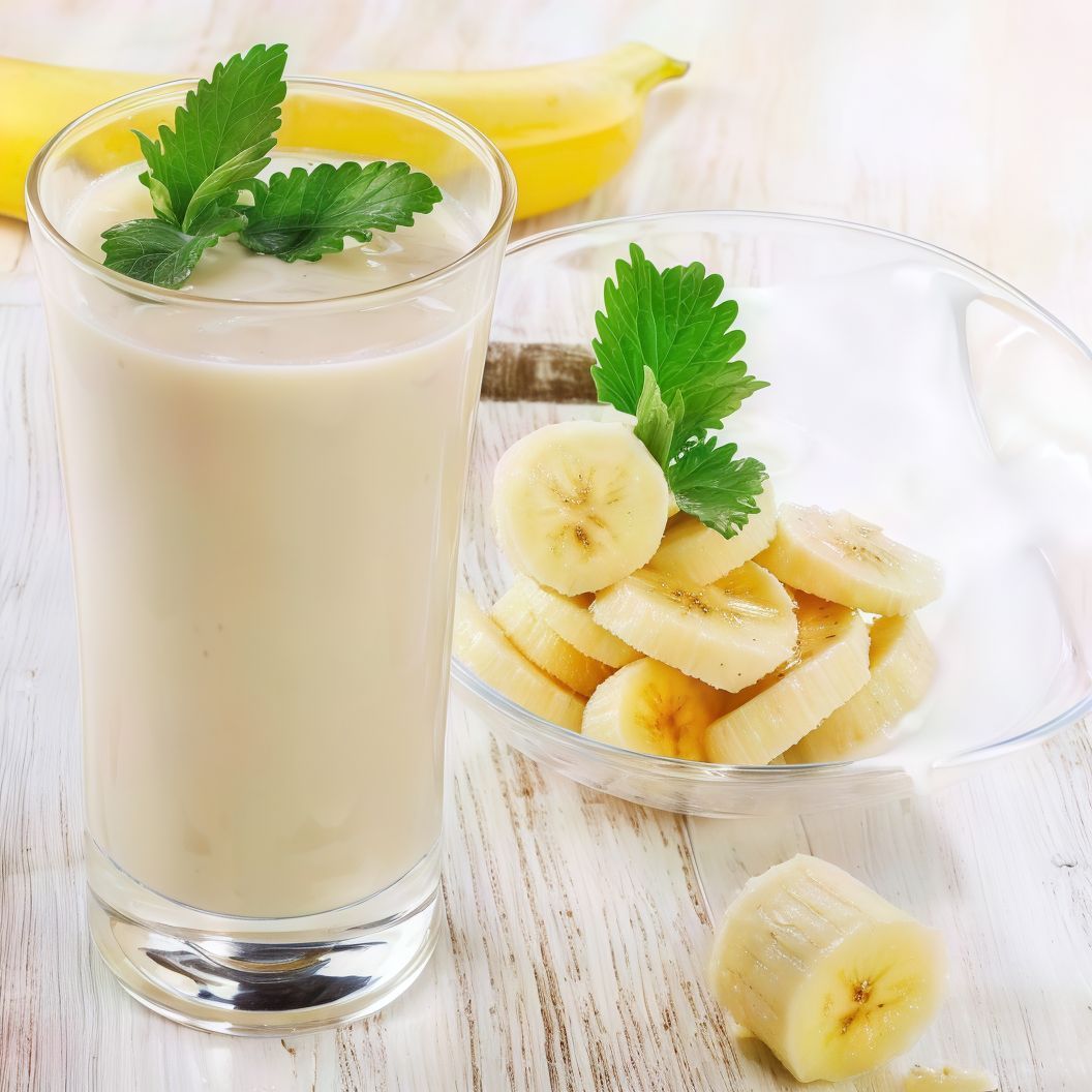 Fresh Banana With Milk Juice