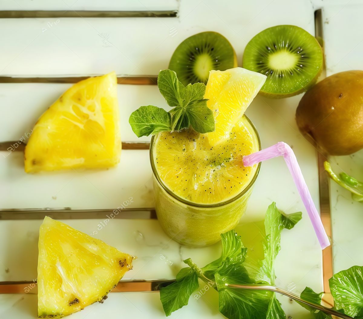 Kiwi With Pineapple And Lemon Juice